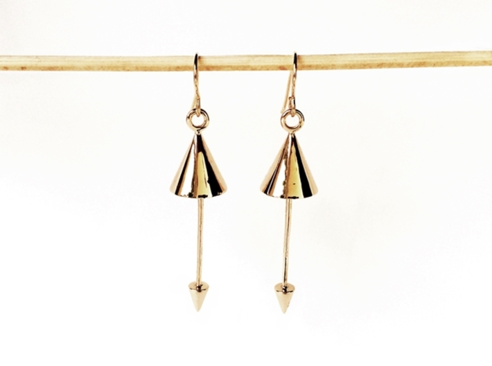 Earrings - Pendulum Dangle Earrings 3d printed Pendulum Earrings in Polished Bronze