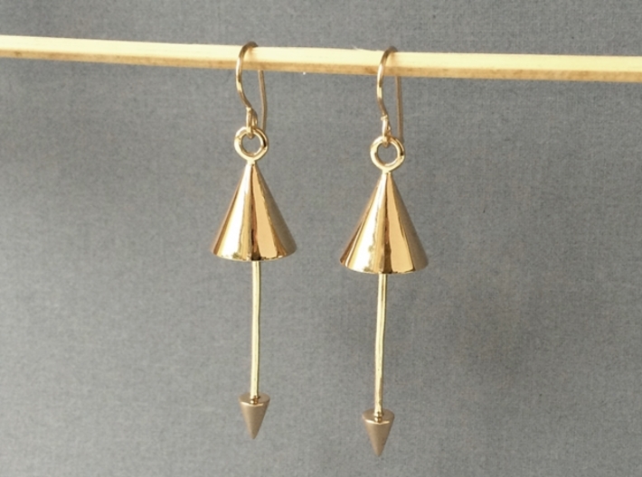 Earrings - Pendulum Dangle Earrings 3d printed Polished Bronze