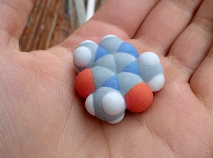 Caffeine molecule (x40,000,000, 1A = 4mm) 3d printed