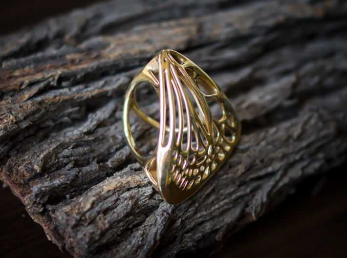 Butterfly Ring [ Size 7 ] 3d printed Material : Polished Brass