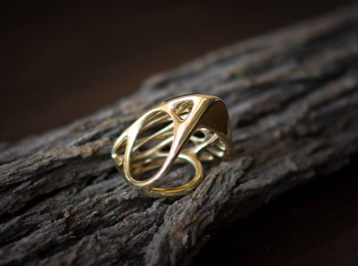 Butterfly Ring [ Size 6 ] 3d printed Material : Polished Brass