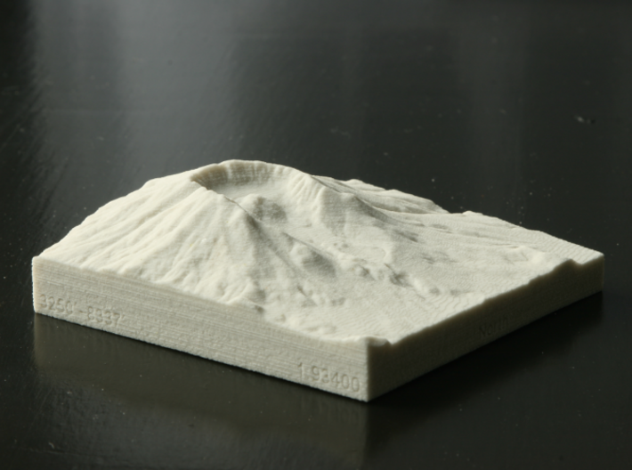 3'' Mt. St. Helens, Washington, USA, Sandstone 3d printed Photo of actual 3D print, view from Northeast