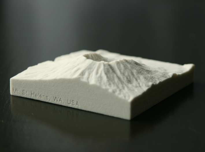 3'' Mt. St. Helens, Washington, USA, Sandstone 3d printed Photo of actual 3D print, view from Southeast