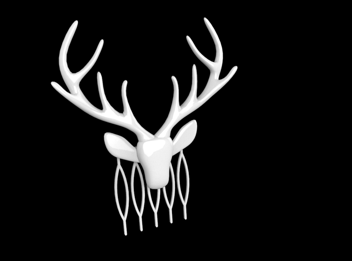 Stag with antlers comb hairpin 3d printed