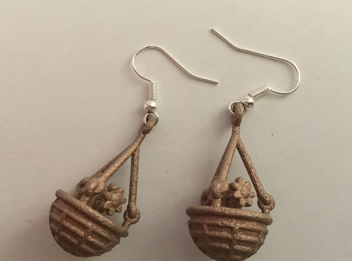 Hanging Basket Earrings 3d printed 