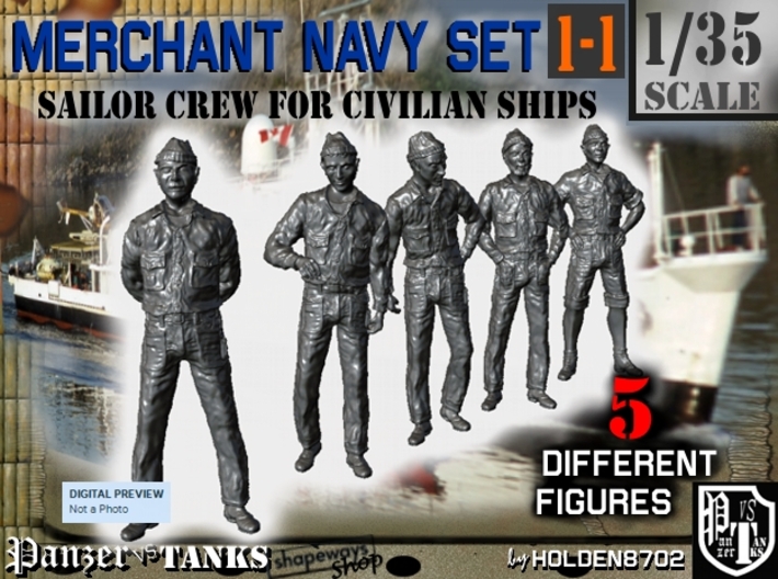 1-35 Merchant Navy Crew Set 1-1 3d printed