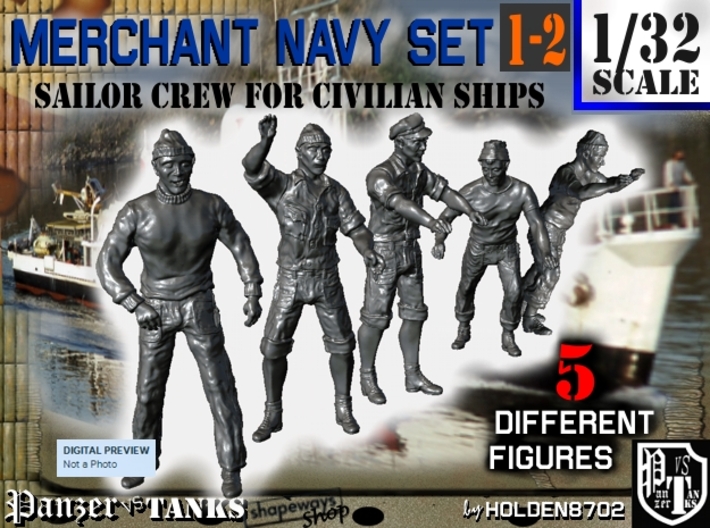 1-32 Merchant Navy Crew Set 1-2 3d printed