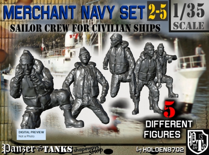 1-35 Merchant Navy Crew Set 2-5 3d printed