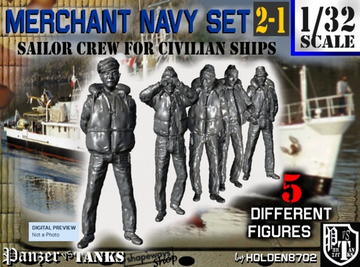 1/32 Merchant Navy Crew Set 2-1 3d printed