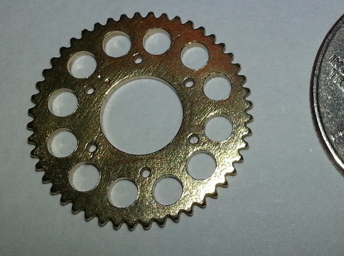 Motorcycle Sprocket Pendant or Golf Ball Marker 3d printed Material Shown:  Raw Brass
