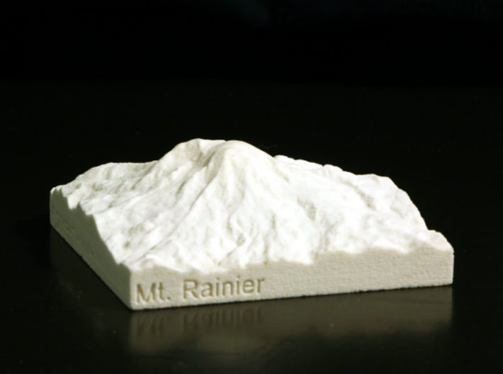 3'' Mt. Rainier, Washington, USA, Sandstone 3d printed Photo of actual model, looking North