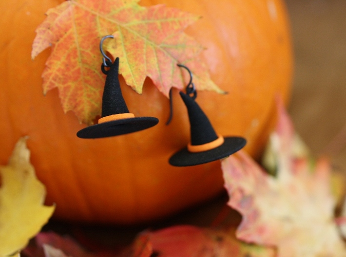 Witch's Hat Earrings - Paired 3d printed
