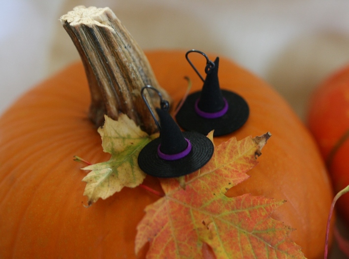 Witch's Hat Earrings - Paired 3d printed 
