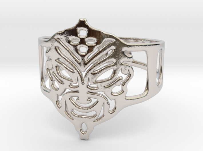 Aztec Mask Ring 3d printed