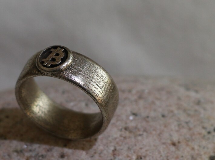 Bitcoin Ring (BTC) - Size 8.5 (U.S. 18.54mm dia) 3d printed Bitcoin Ring - Stainless steel [manually polished]