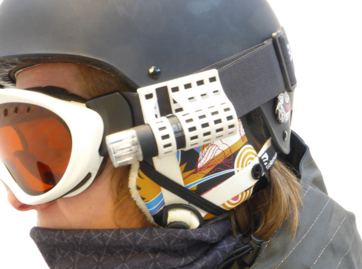 Camsports: mount for skigoggles 3d printed Unobtrusive cameraholder for your sportscam evo