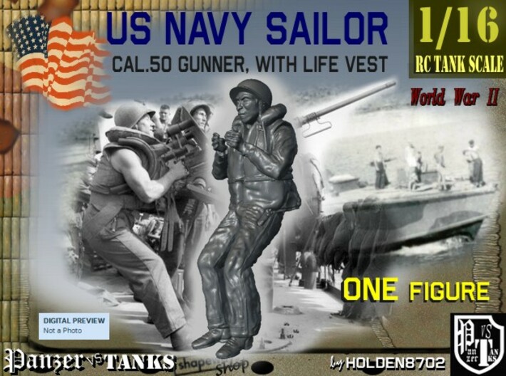 1-16 US Navy Sailor Lifevest MG-2 3d printed