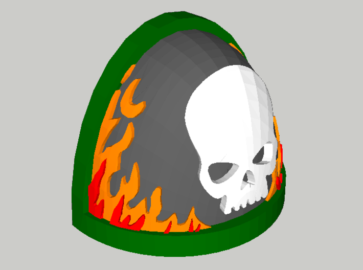 10 Shoulder Pads Skull with Flames 3d printed 
