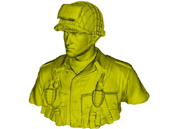 1/9 scale D-Day US Army 101 Airborne soldier bust 3d printed