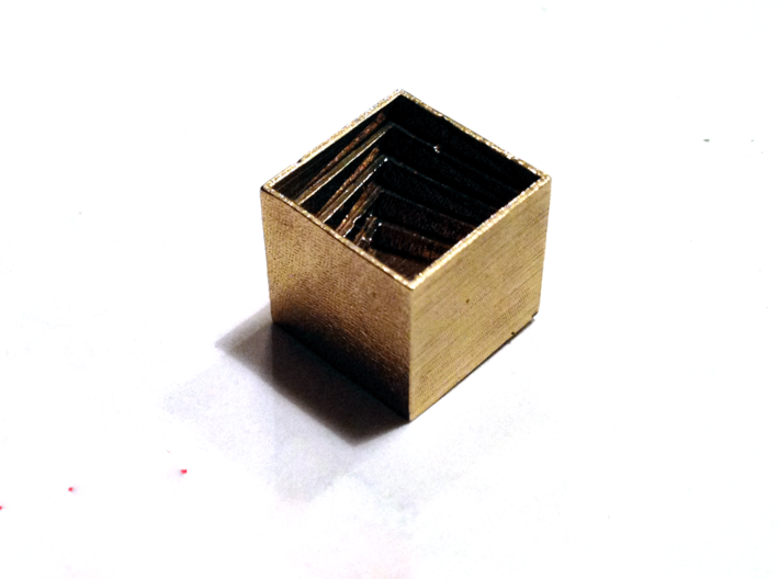 BrendoBox 1 cm^3 b.13 3d printed BrendoBox (raw brass)