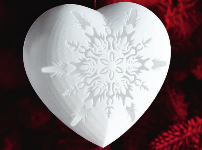 Large Snowflake Heart by Helen &amp; Colin David 3d printed Snowflake Heart as Featured in Red Magazine - December 2013