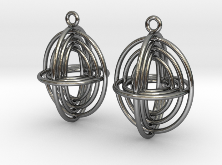 Concentric Borromean -- Precious Metal Earrings 3d printed