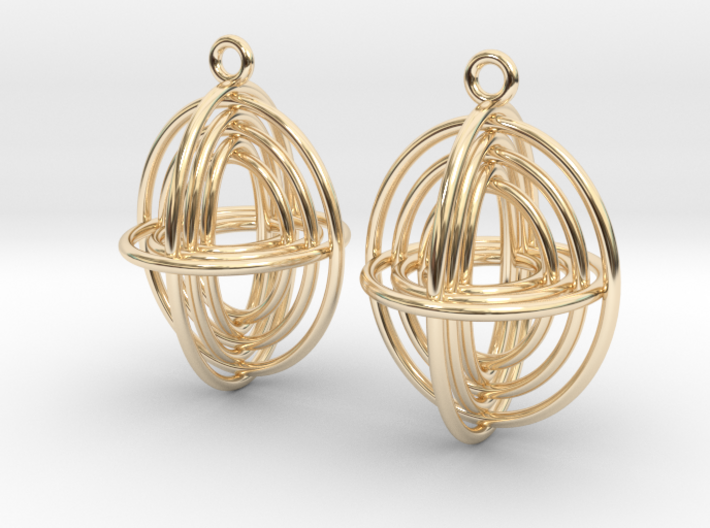 Concentric Borromean -- Precious Metal Earrings 3d printed