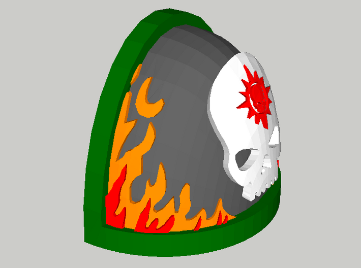 10 Shoulder Pads Skull with Flames and Halo 3d printed 