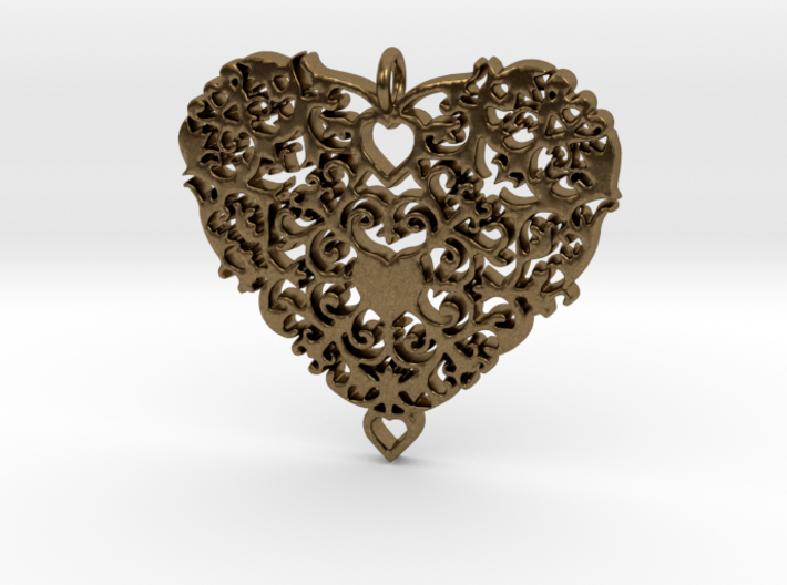 Floral Heart Pendant - Amour 3d printed