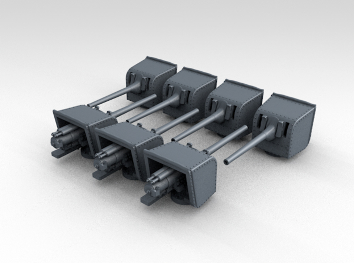 1/600 RN WW1/WW2 BL 6 Inch MKXII Guns (7) 3d printed 3d render displaying product detail