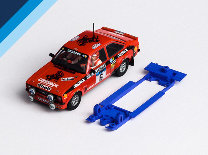 1/32 SCX Ford Escort RS1800 Chassis Slot.it pod 3d printed Chassis compatible with SCX Ford Escort RS1800 body (not included)