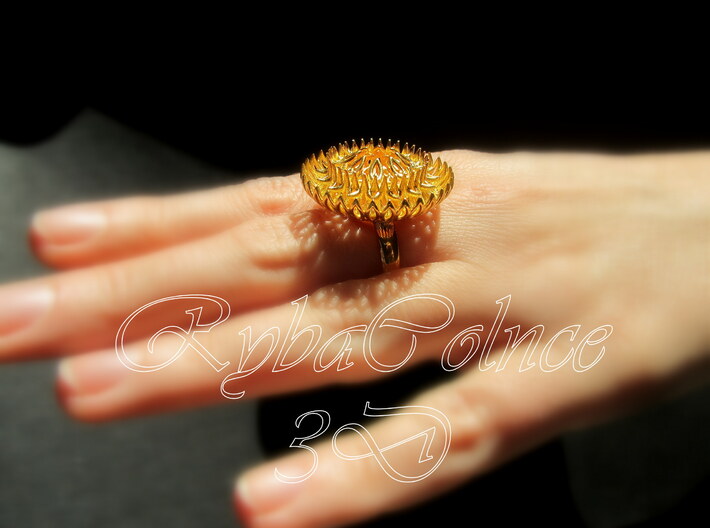 Ring Sun Flowers /size 9 1/2 US (19.4 mm) 3d printed 