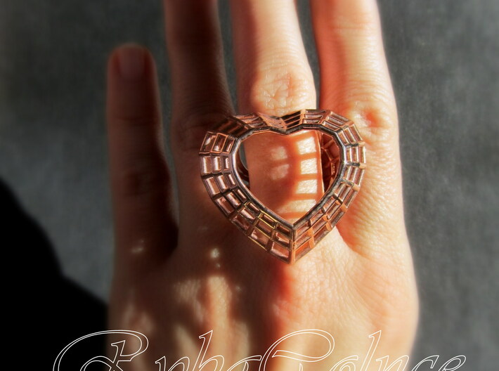The Heart Diamond Ring/size 9US (19 mm diameter) 3d printed