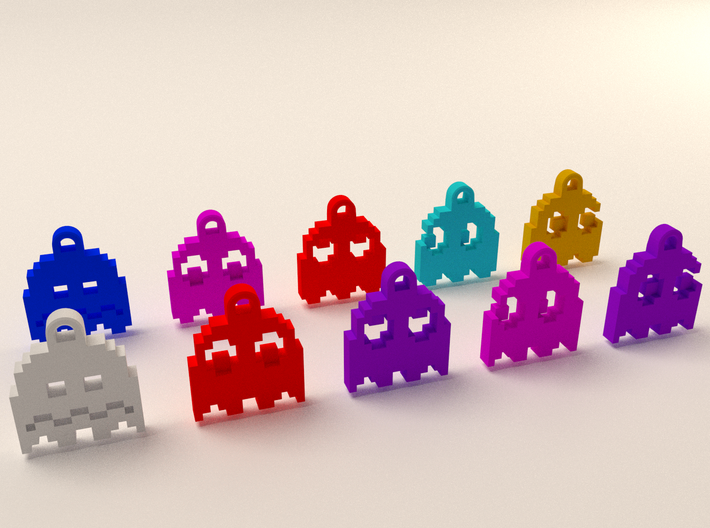 Pac Man Ghost 8-bit Earring 2 (looks left | moving 3d printed 
