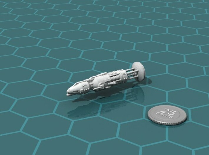 USS Ellington class Cruiser 3d printed Render of the model, with a virtual quarter for scale.