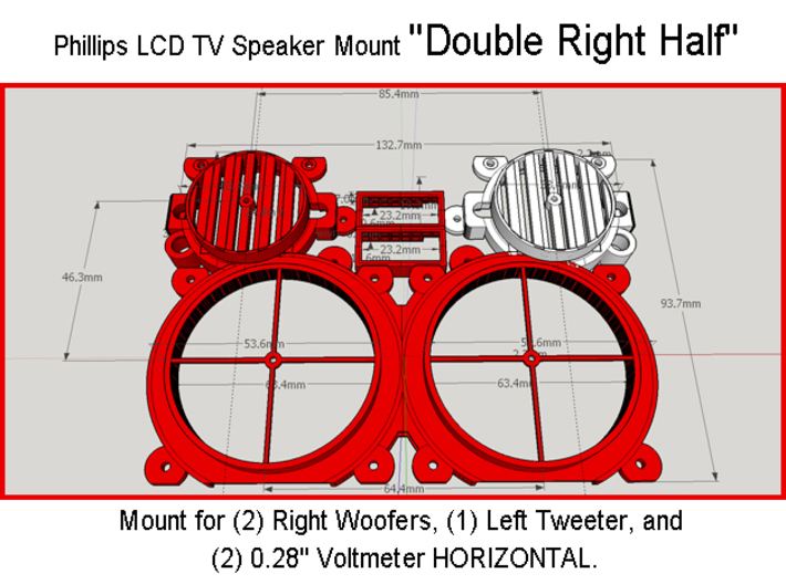 Phillips LCD TV Speaker Mount "Double Right Half" 3d printed 