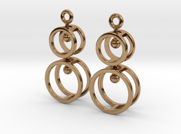 Double Double -- Earrings in Interlocking metal 3d printed