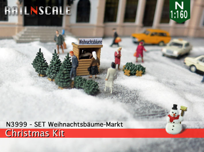SET Weihnachtsbäume-Markt (N 1:160) 3d printed