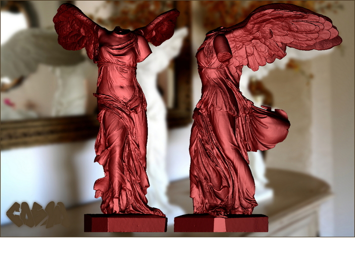 Winged Victory (25&quot; tall) 3d printed Winged Victory of Samothrace (computer rendering, shown in red for contrast)