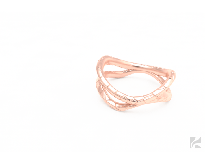 Dual Modern Ring 3d printed Rose Gold