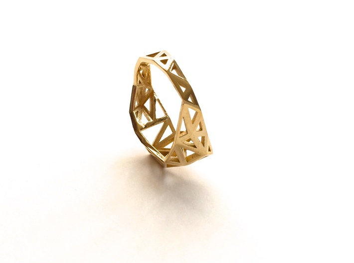 Brass Slim Triangulated Ring 3d printed 
