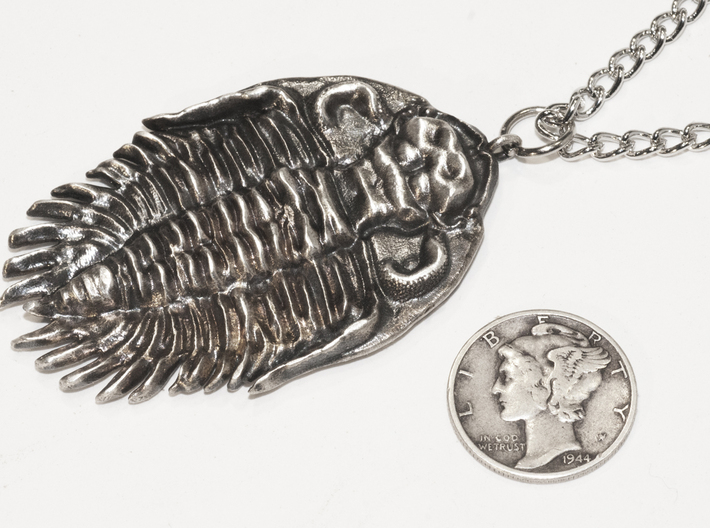 Trilobite Pendant 3d printed With an antique patina applied