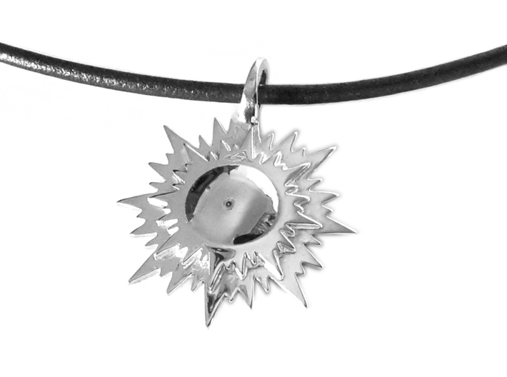 &quot;doppio sole&quot; pendant (cm 2,6) 3d printed Polished Silver