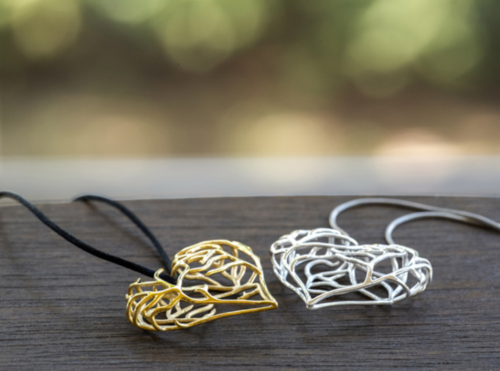 Complicated Passion 3d printed 18K Gold plated & Polished Silver