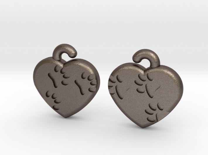 Pawprints On My Heart Earrings 3d printed