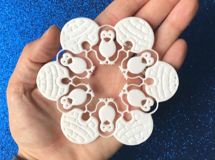 Penguin &amp; Igloo Snowflake Ornament 3d printed