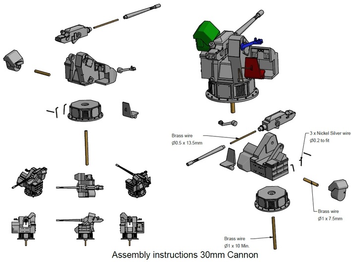 30mm Cannon kit x 1 - 1/96 3d printed 