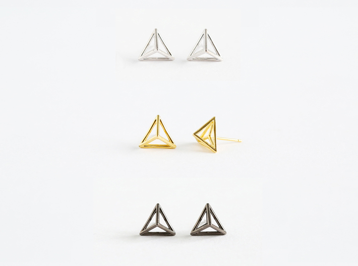 Triangle Stud Earrings 3d printed