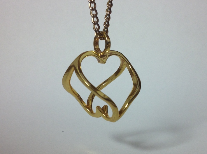 &quot;Heart to Heart&quot; Pendant 3d printed Heart to Heart Pendant in Gold Plated Brass