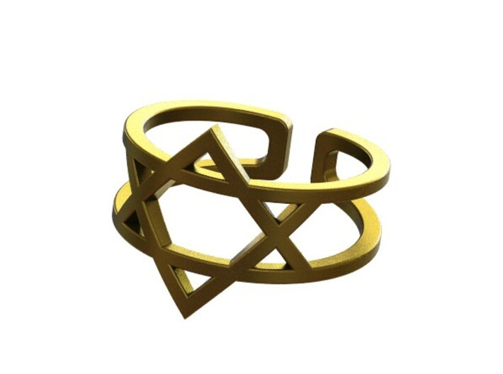 Star Of David Ring 3d printed Gold plated- Rendered